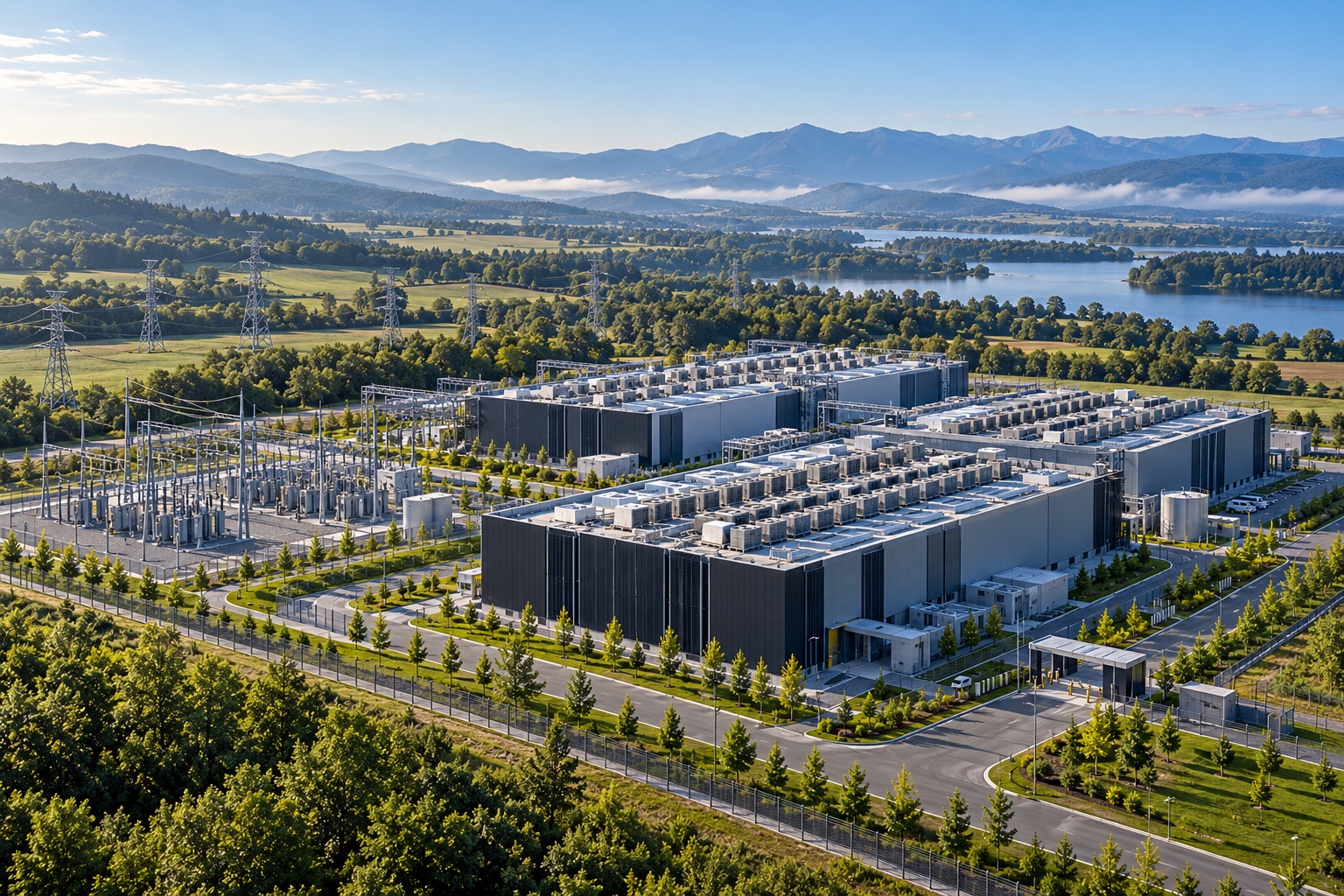 Complete modern data centre campus and electricity infrastructure